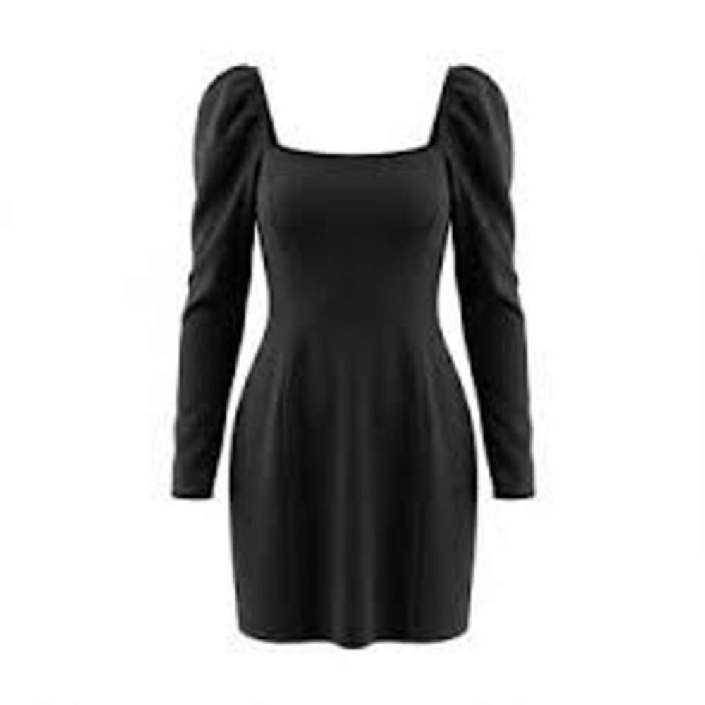 Boden Womens Mini Dress 6R Black Square Neck Puff Sleeve EcoVero Viscose D0451